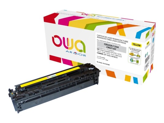 Owa - Gul - Kompatibel - Gjenfabrikert - Tonerpatron Alternativ For: Hp Cb542a - For Hp Color Laserjet Cm1312 Mfp Cp1215 Cp1217 Cp1515n Cp1518ni