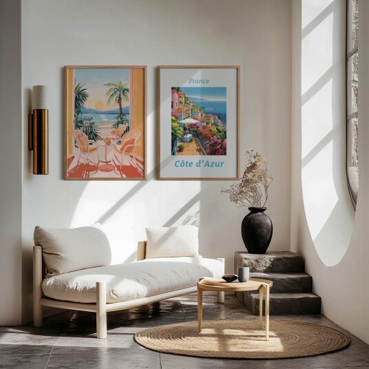 Plakat Côte d'Azur og Sunset View / Sett av 2