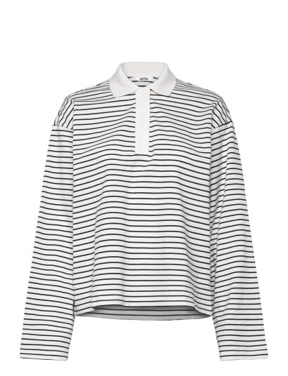 Monki Long Sleeved Cotton Polo Top White XXS