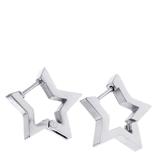 Timi Of Sweden Vilda Star Hoop Earrings Stainless Steel Silver