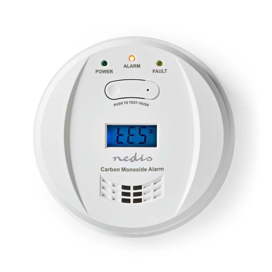 Nedis karbonmonoksidalarm (2x AA-batterier) Hvit