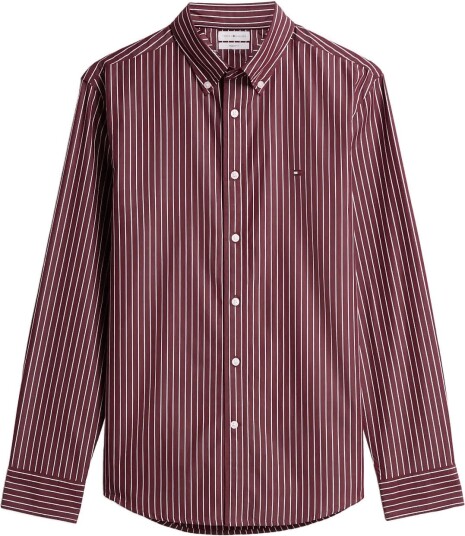 Tommy Hilfiger Flex Hairline Poplin Rf Shirt DEEP ROUGE STRIPE XXL