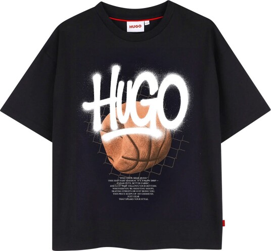 Hugo Kids Short Sleeves Tee Shirt BLACK 152