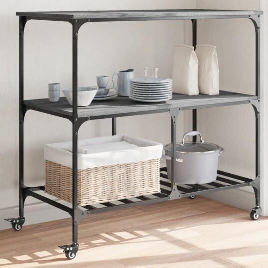 Kjøkkentralle grå sonoma 100x50x95 cm konstruert tre 842309 Kjøkkentralle grå sonoma 100x50x95 cm konstruert tre 842309
