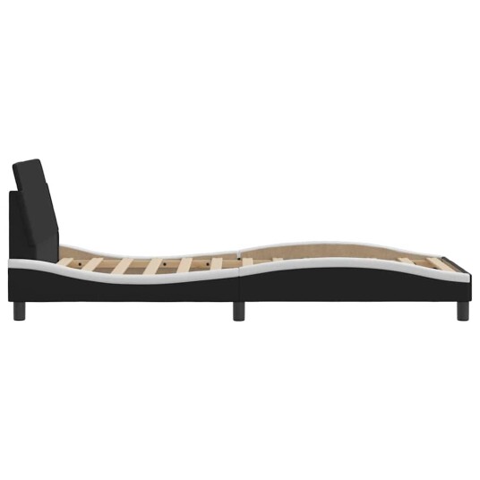  Sengeramme med hodegavl svart og hvit 90x190 cm kunstlær 8721012268623