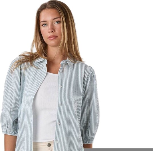 Seaside Marina Seersucker Oversized Shirt W