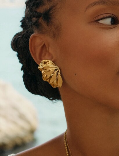 Edblad Petal Studs L Gold One Size   Gold   ONE SIZE