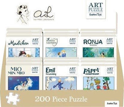 Astrid Lindgren Art Puzzle Puslespill 200 Brikker Display 18 stk