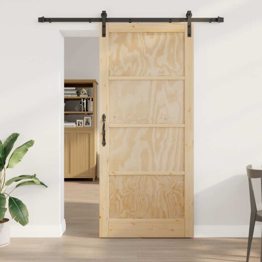 vidaXL skyvedør med tilbehør 93x211 cm solid trefuru