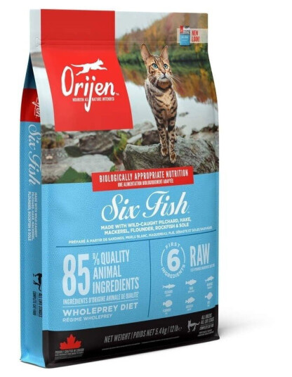 Orijen Kattemat Six Fish 5,4 kg - Kornfri Tørrfôr til Voksne Katter Orijen Kattemat Six Fish 5,4 kg - Kornfri Tørrfôr til Voksne Katter
