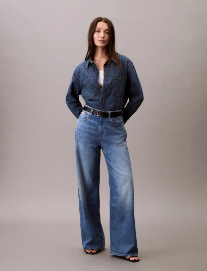 Calvin Klein Jeans The Wide Leg Linen Daytona - Blue - 29 x 32 Calvin Klein Jeans The Wide Leg Linen Daytona - Blue - 29 x 32