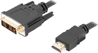 Lanberg Adapterkabel Enkeltlenke Hdmi Hann Til Dvi D Hann 50 Cm Dobbeltisolert Svart Tommelskruer 1080P Støtte