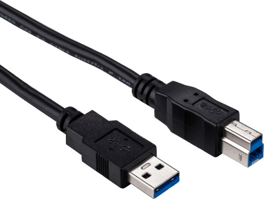 Elivi USB 3.0 A til B kabel 2 meter Svart (Stor B kontakt)