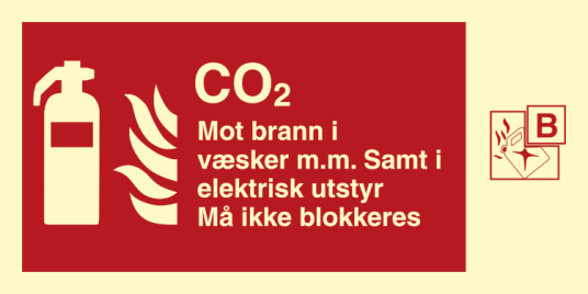 CO2slokker Brannskilt Etterlysende vinyl klistremerke 100 x 200 mm