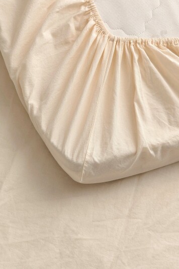 Ellos Home Stretchlaken Milly i vasket bomull Beige