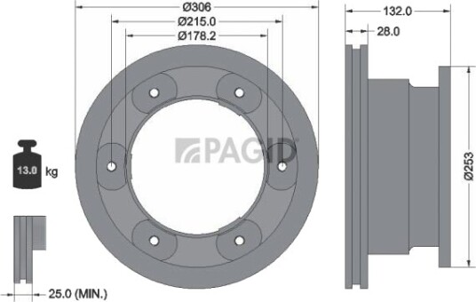 PAGID 54777NC Bremseskive PAGID 54777NC Bremseskive