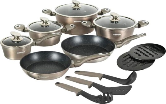 15 delers marmor kokekarsett non stick induksjonssikker 15 delers marmor kokekarsett non stick induksjonssikker