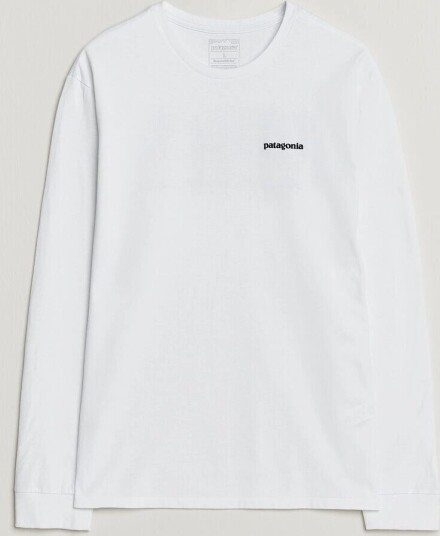 Patagonia P-6 Logo Langermet T-skjorte Herre Fiber Hvit