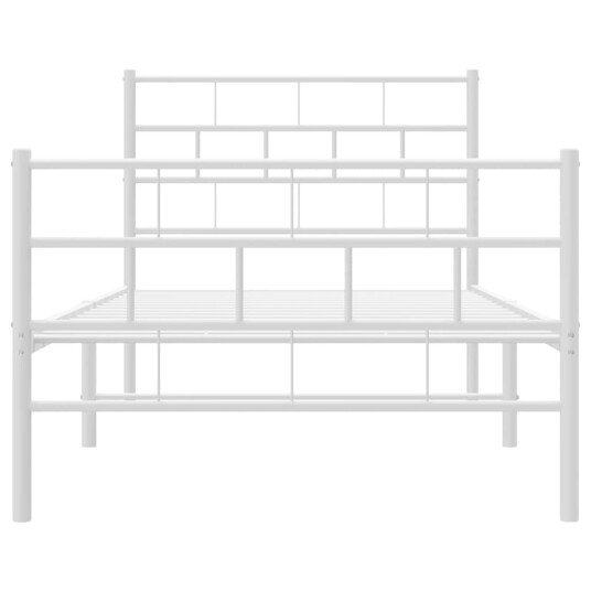 vidaXL Sengeramme i metall med hode- og fotgavl hvit 90x200 cm 8721012189201