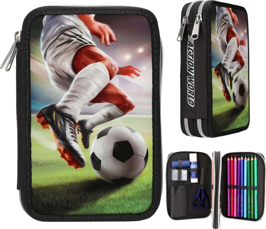 Dino World Fylt Dobbeltpennal Fotball Dino World Fylt Dobbeltpennal Fotball