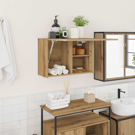 Veggskap til baderom artisan eik 60x25x40 cm konstruert tre Veggskap til baderom artisan eik 60x25x40 cm konstruert tre