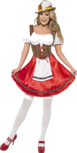 Rubies Costumes Oktoberfest Kjole Hvit Rød Kostyme Small 30092S