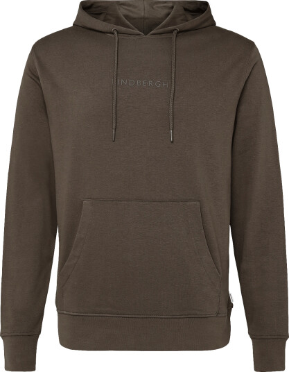 Lindbergh Logo Chest Print Hoodie Sweat Brown M
