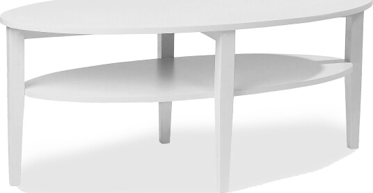 Nybro Ovalt Sofabord 120 cm med Oppbevaringshylle Hvit / Tre