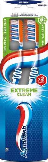 AQUAFRESH Extreme Clean Medium Tannbørster 2 stk.