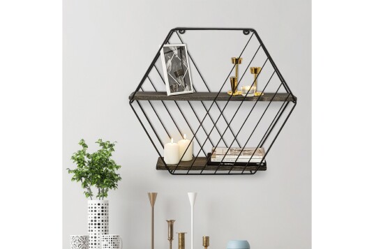 Vegghylle Karadeniz 15x60 cm 2  pk   Svart / Valnøtt