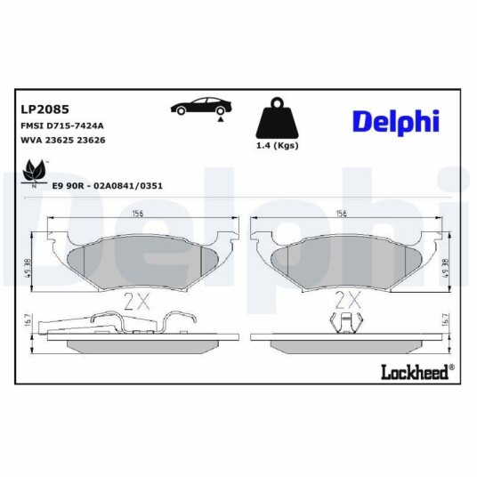 Bremseklosser DELPHI LP2085