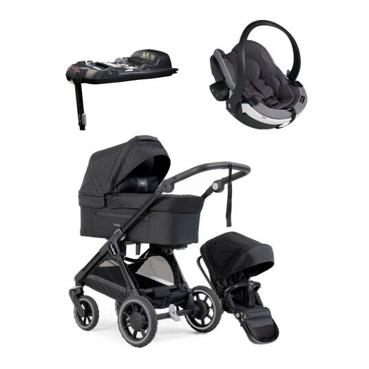 Nyfødtpakke Emmaljunga Sento Ergo 2024 All Black Inkl bilstol Metallic Mélange og base