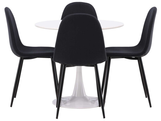 Venture Design Hamden & Polar spisegruppe Svart/svart 4 stoler & bord 80 cm