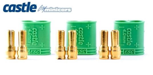 Castle Creations 011-0075-00 Polarized Bullet Conn. Male 4mm 3se
