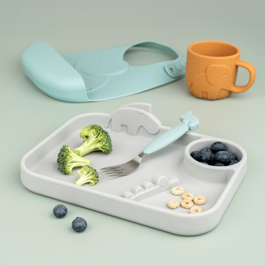 Done by Deer peekaboo compartment plate Deer friends grey