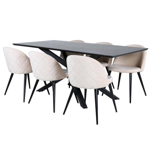 Venture Home Spisegruppe Venture Home med Piata Spisebord og 6 Valentina Stitcthes Spisestoler GR22279