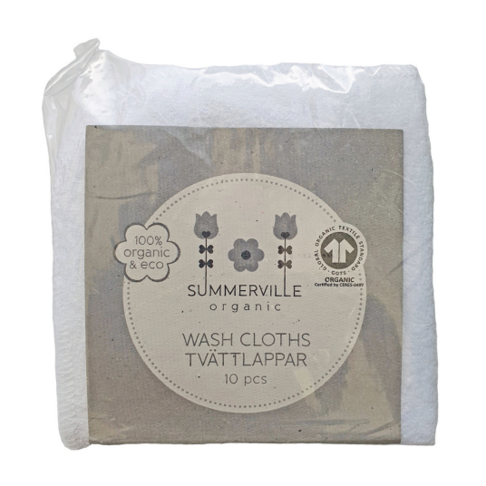 Summerville Organic Vaskekluter Hvit 5 stk.