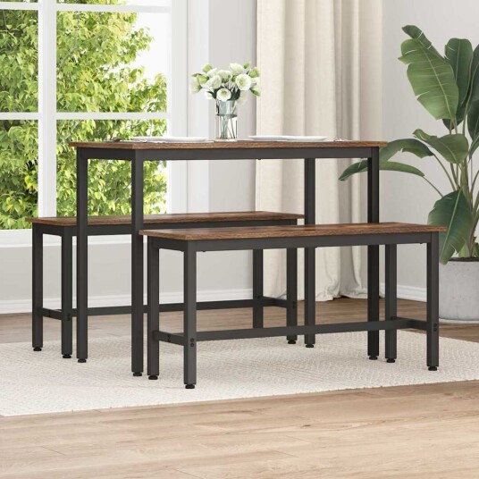 vidaXL Spisebenk 2 pcs Røkt eik 100 x 32,5 x 48,5 cm