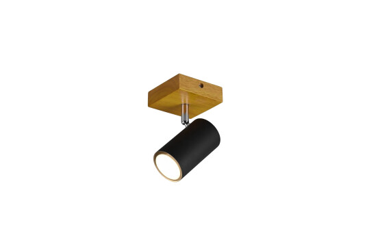Trio Lighting Marley spot 1L GU10 matt svart/tre - Matt svart/Natur