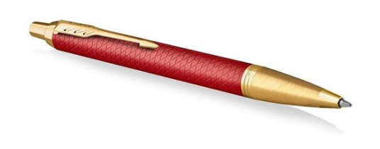 Parker IM Ballpoint Pen  Premium Rød Lacquer with Gull Trim  Medium Point with Blå Ink Refill  Gift Box