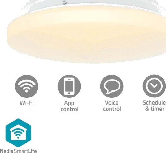 Nedis SmartLife Taklys Wi-Fi RGB / Varm til avkjølt hvitt Rund Diameter: 260 mm 1820 lm 2700 6500 K IP44 Energiklasse: F Android™ / IOS