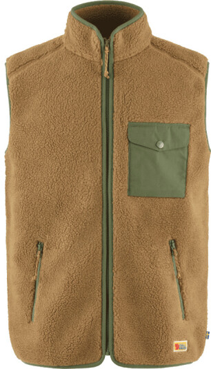 Fjellreven Men's Vardag Pile Fleece Vest XL , Buckwheat Brown-Laurel Green