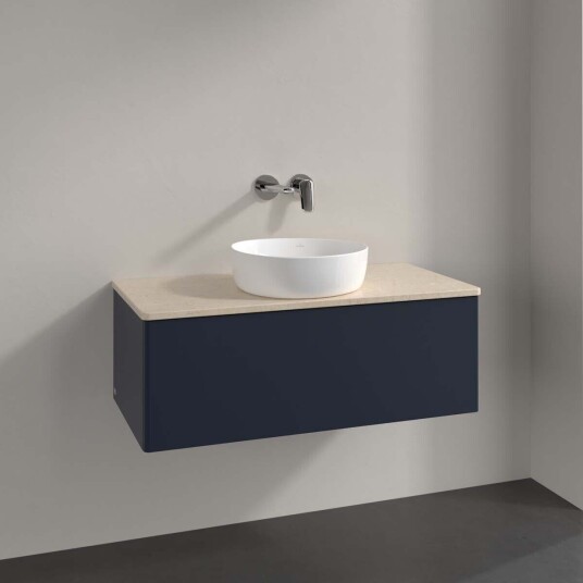 Villeroy & Boch Antao Servantskap med 1 skuff 100x50x36 cm u/lys Blå Matt/Crème Villeroy & Boch Antao Servantskap med 1 skuff 100x50x36 cm u/lys Blå Matt/Crème