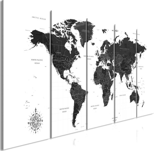 Bilde Black And White Map 5 Parts Narrow 225x90 Artgeist sp. z o. o.