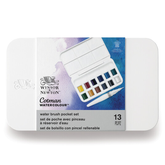Winsor & Newton Cotman Watercolour Set + Water Brush 12 half pans