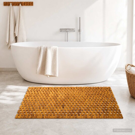 vidaXL Badematter Naturlig 95 x 140 cm Solid akasietre