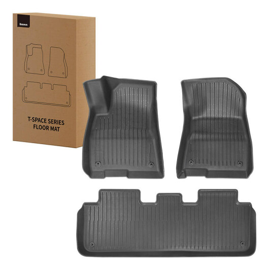 Car Mats For Tesla Baseus T-Space 3-Piece (Black)