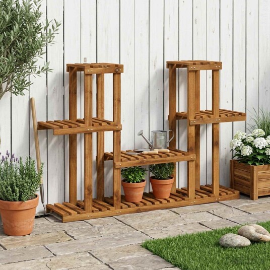 vidaXL Planteholder Naturlig 123 x 25 x 78,5 cm Solid akasietre
