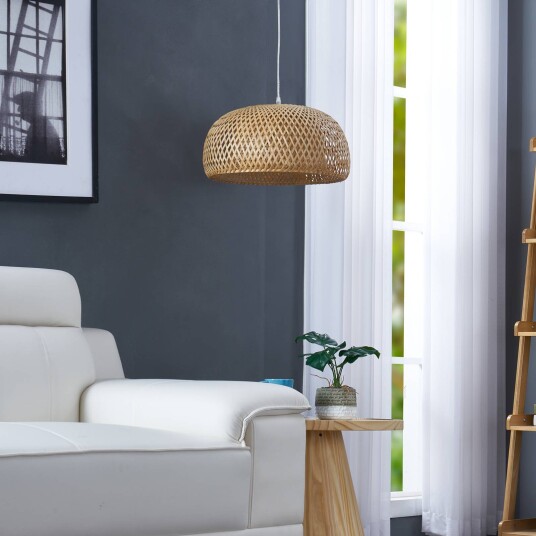 Lindby Jadwiga hengelampe Ø 45 cm av bambus