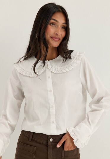 Bubbleroom Cotton Lace Collar Blouse